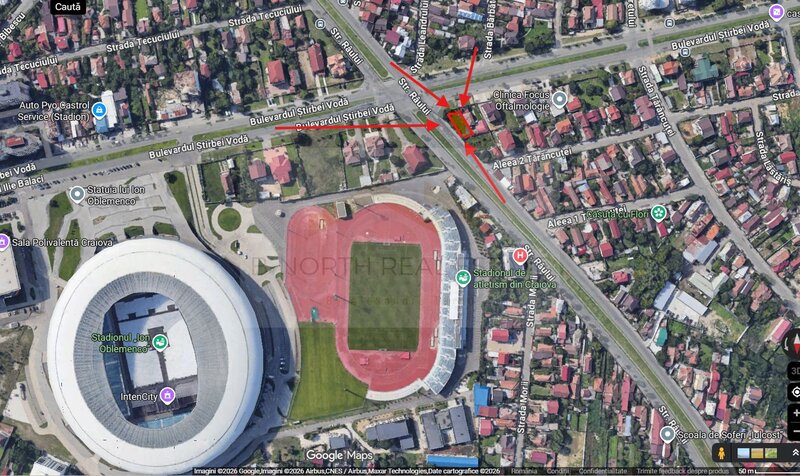 Craiova, teren 500 mp, colt stradal, vizibilitate maxima, langa stadion.