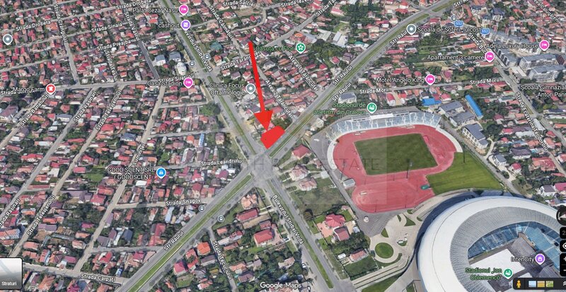 Craiova, teren 500 mp, colt stradal, vizibilitate maxima, langa stadion.